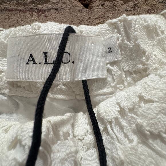 A.L.C. Bolen Crochet Lace Off Shoulder White Mini Dress Size 2 - Picture 5 of 6